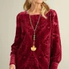 EVelvet Styles | long sleeve-Soft Surroundings Vanetta Velvet Top Jewel Green