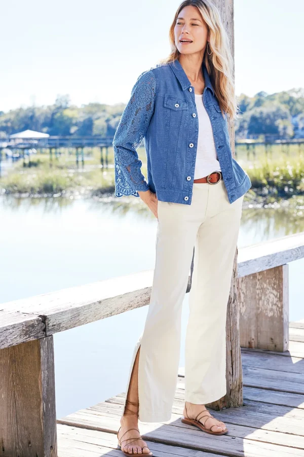 Feminine Flourish | Into The Blues-Soft Surroundings Varese Linen Blend Jacket Colony Blue