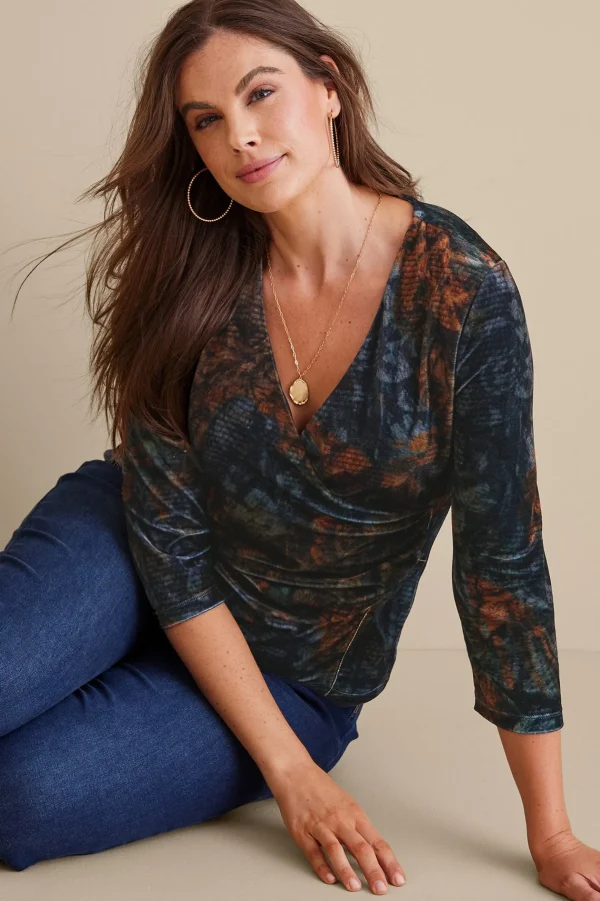 Feminine Flourish | Everyday Styles-Soft Surroundings Velvet Alyssa Knit Top Cabernet