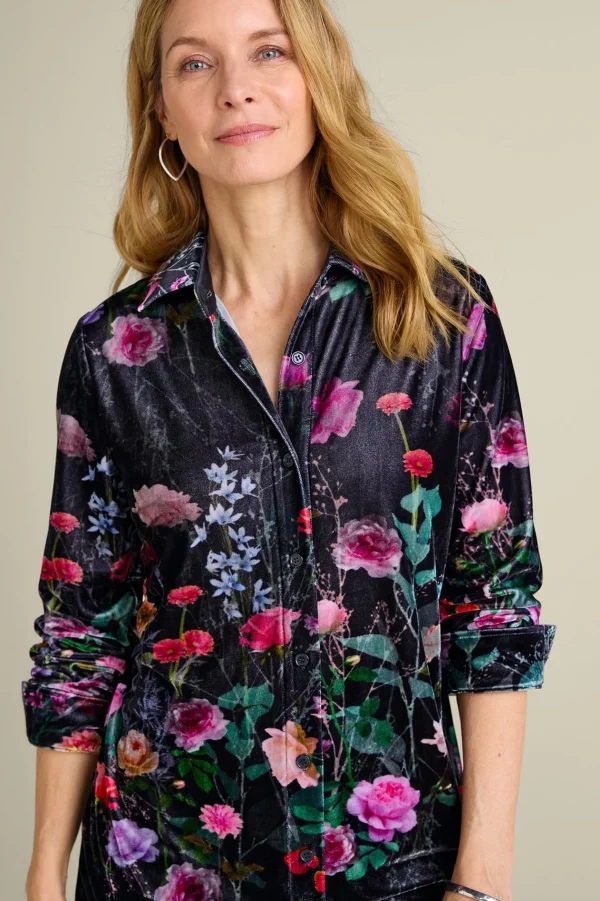 Everyday Styles | EVelvet Styles-Soft Surroundings Velvet Boyfriend Tunic Shirt Dark Copper