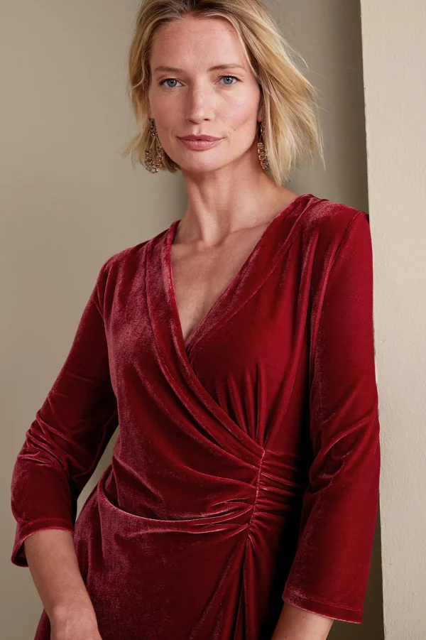 Feminine Flourish | EVelvet Styles-Soft Surroundings Velvet Hyannis Dress Red Dahlia