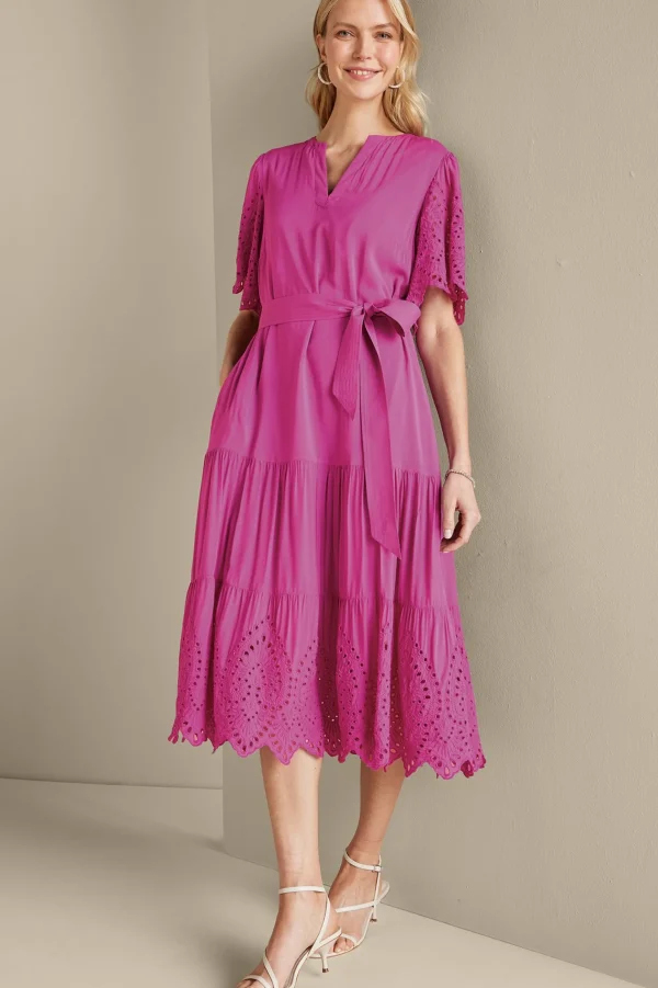 Feminine Flourish | Vacation Shop-Soft Surroundings Verena Eyelet Midi Dress Deep Orchid