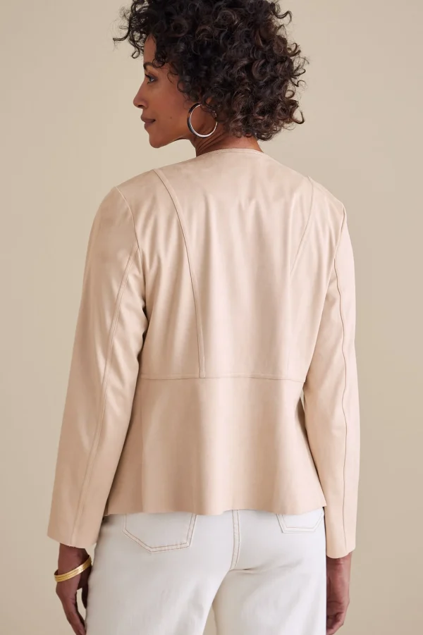 Jackets & Coats-Soft Surroundings Viviana Faux Suede Jacket Beige