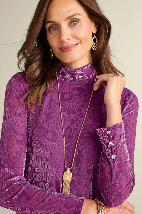Feminine Flourish | Everyday Styles-Soft Surroundings Walden Velvet Turtleneck Red Dahlia