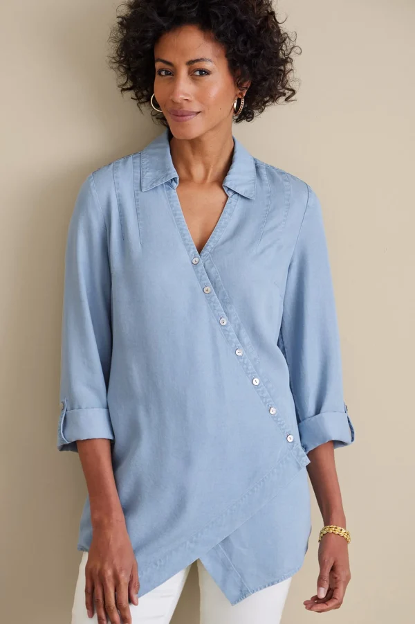 Into The Blues | Vacation Shop-Soft Surroundings Washed TENCEL Tunic Light Wash Denim