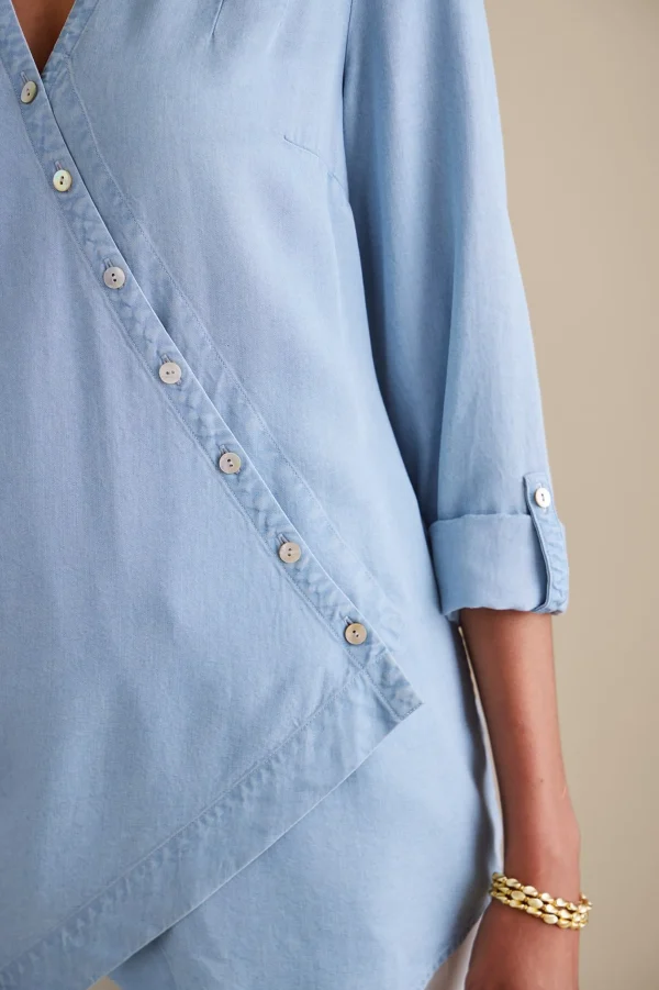 Into The Blues | Vacation Shop-Soft Surroundings Washed TENCEL Tunic Light Wash Denim