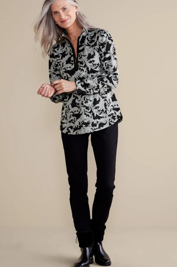 Feminine Flourish | long sleeve-Soft Surroundings Winona Pullover Neutral Scroll