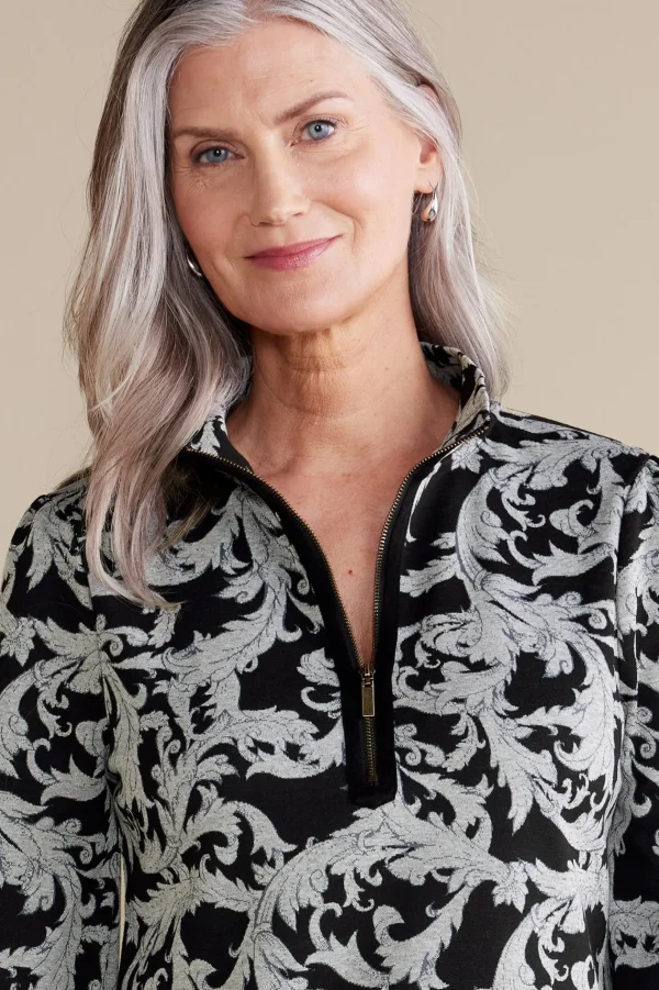Feminine Flourish | long sleeve-Soft Surroundings Winona Pullover Neutral Scroll