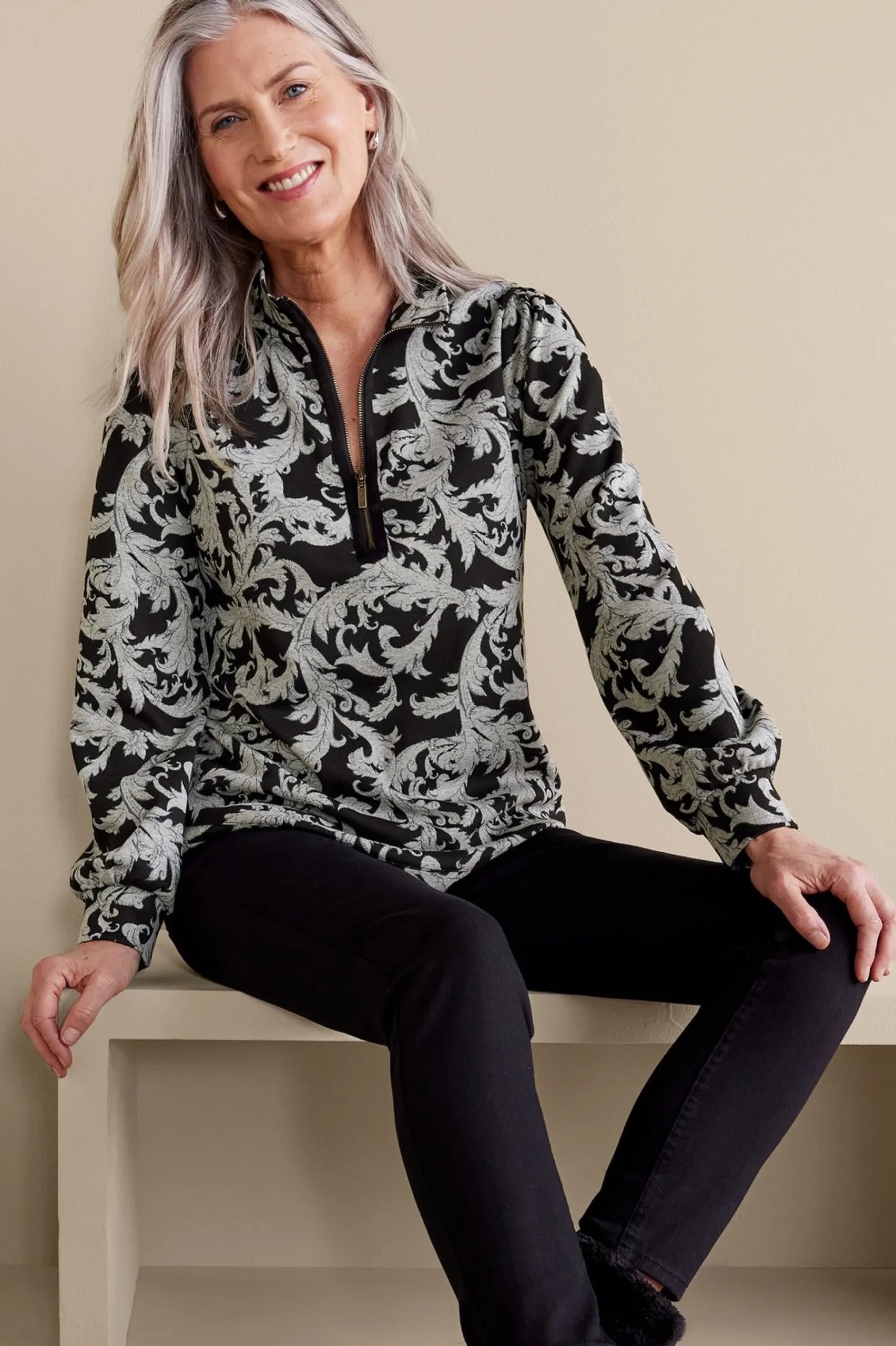 winona_pullover_5.webp Feminine Flourish | long sleeve-Soft Surroundings Winona Pullover Neutral Scroll