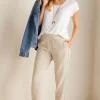 ankle | straight-Soft Surroundings Women Lale Gauze Pull-On Pants Stone