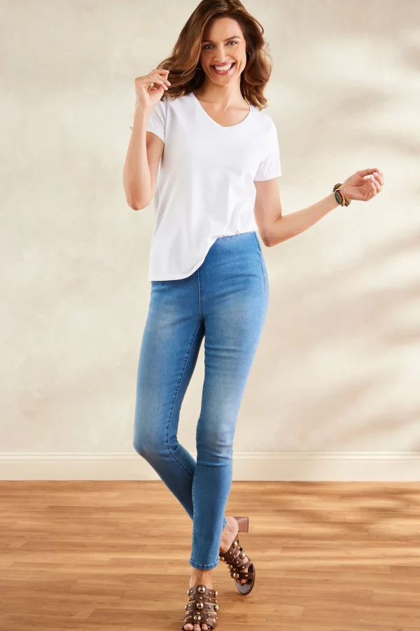 ankle | full length-Soft Surroundings Women Supremely Soft Pull-On Skinny Jeans Crawford Wash
