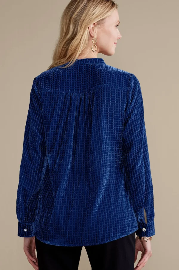 Into The Blues | Everyday Styles-Soft Surroundings Zia Velvet Shirt Sapphire